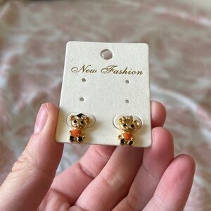 Gold Toned Bear Earrings
